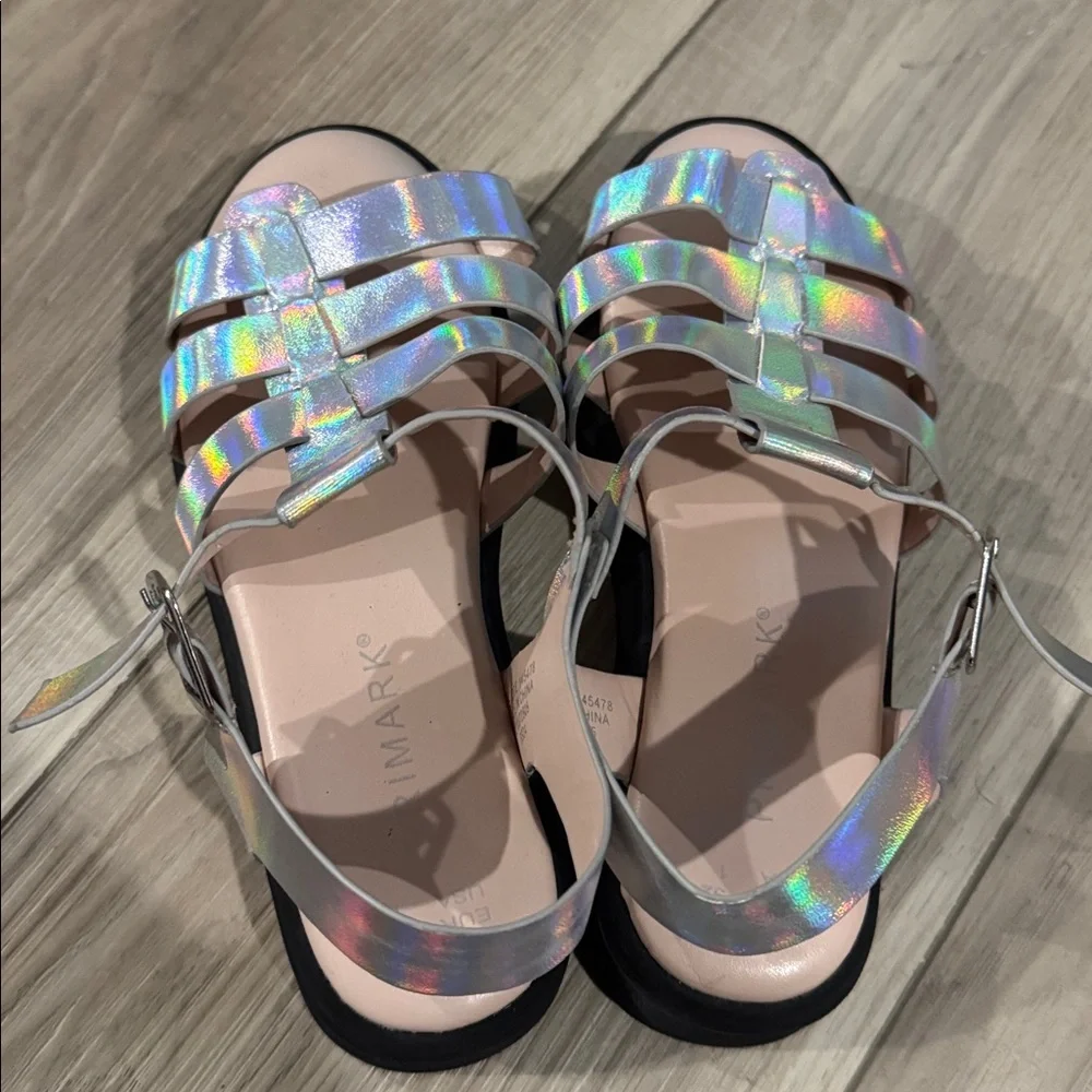 Girls Holographic Strappy Sandals